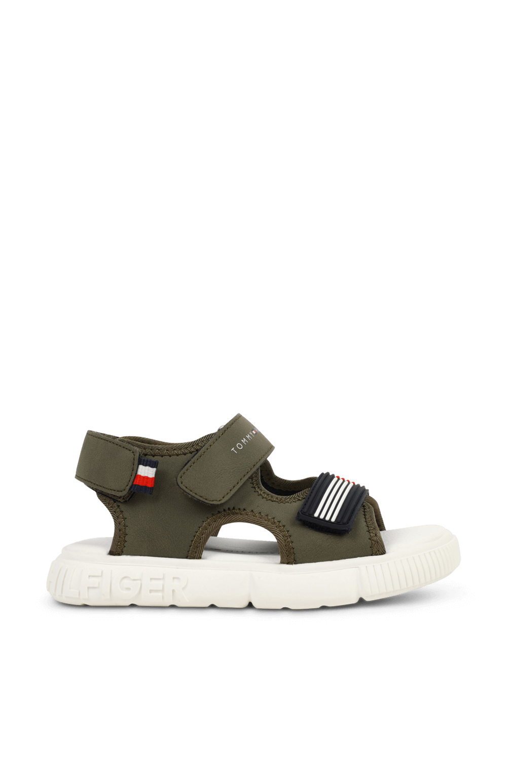 תמונה קידמית של מידות 28-34 סנדלי שורש בגוון ירוק זית