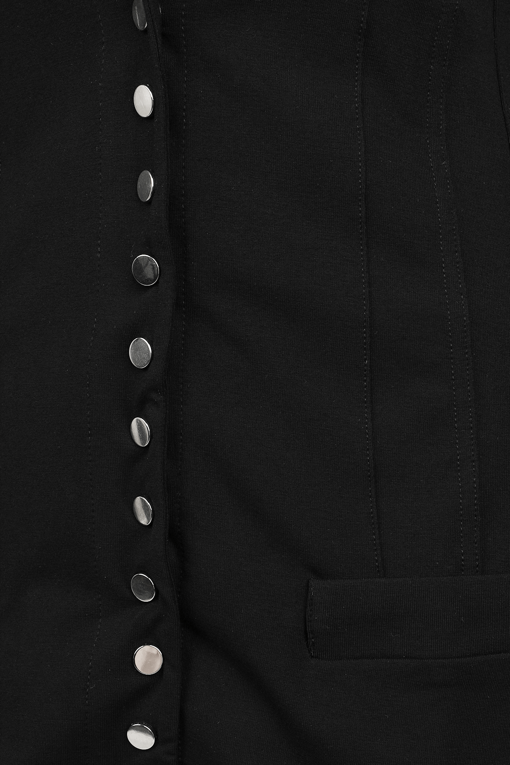 תמונה אחורית של V Neck Buttons Long Shirt in Black
