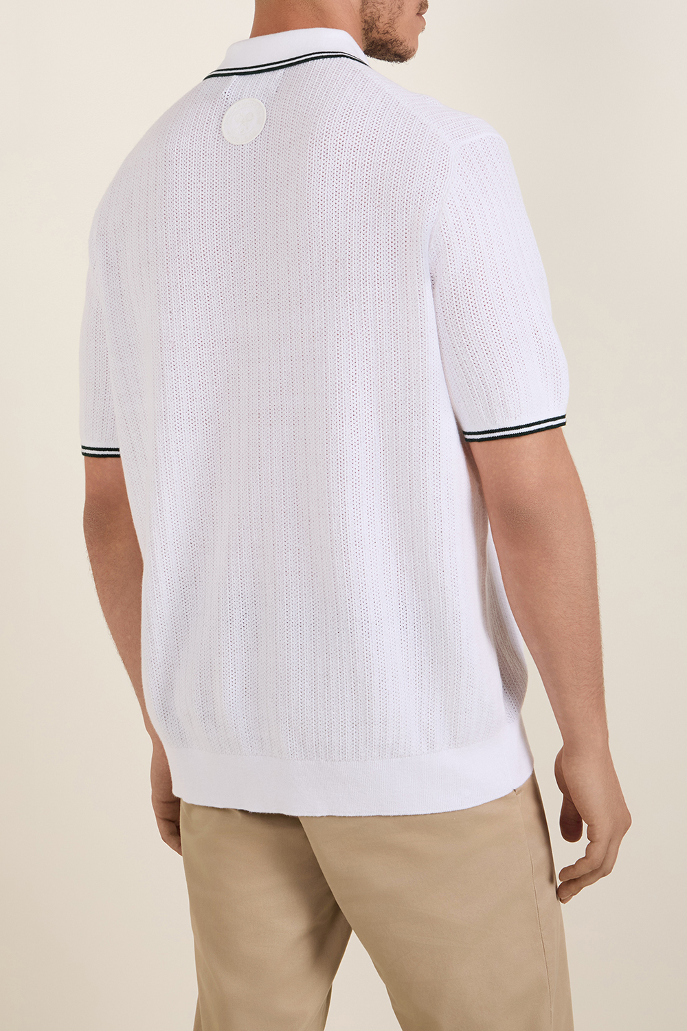 תמונת דוגמן אחורית של פולו רלף לורן X ווימבלדון חולצת פולו סריג