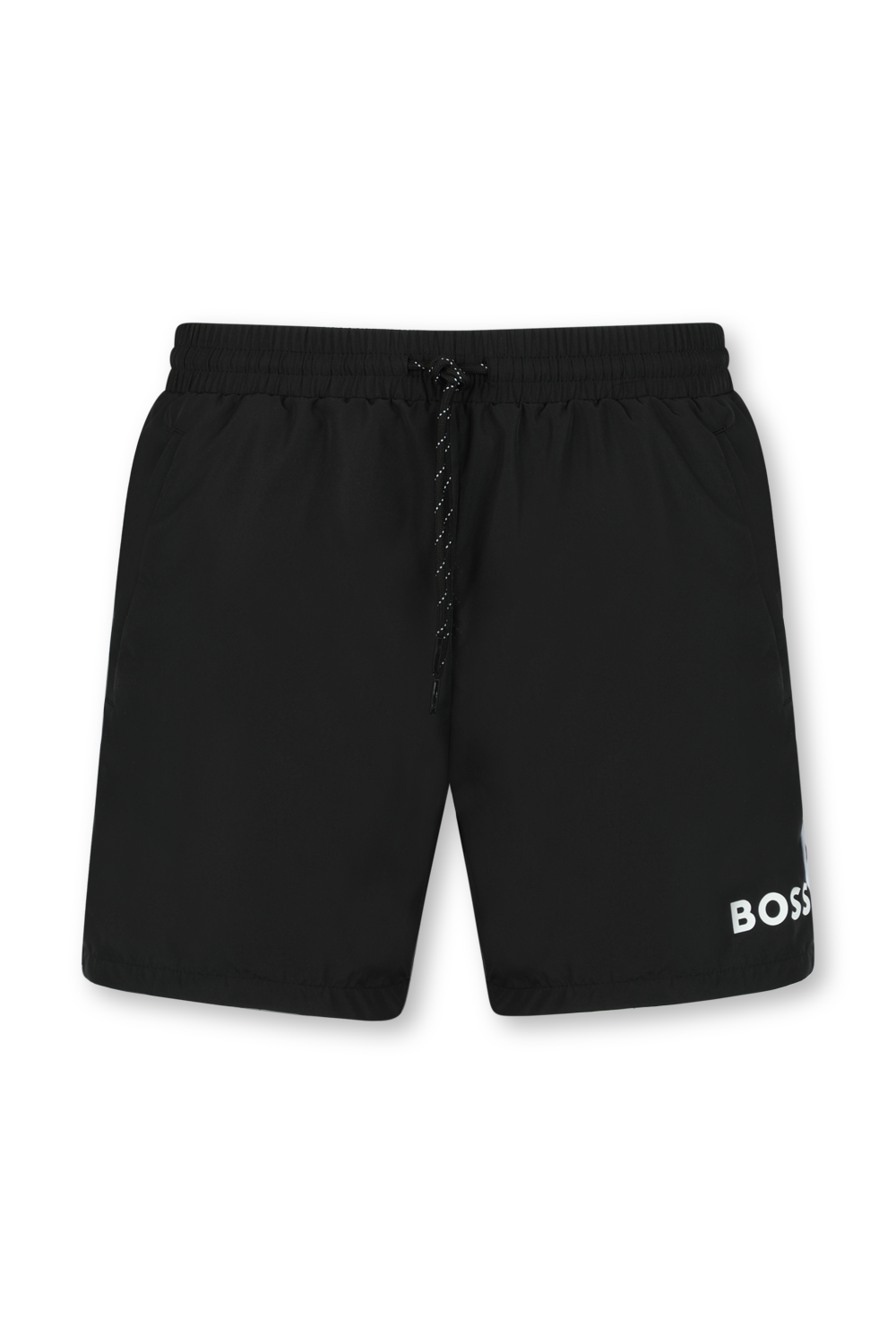 מכנסי גלישה שחורים עם לוגו לבן BOSS
