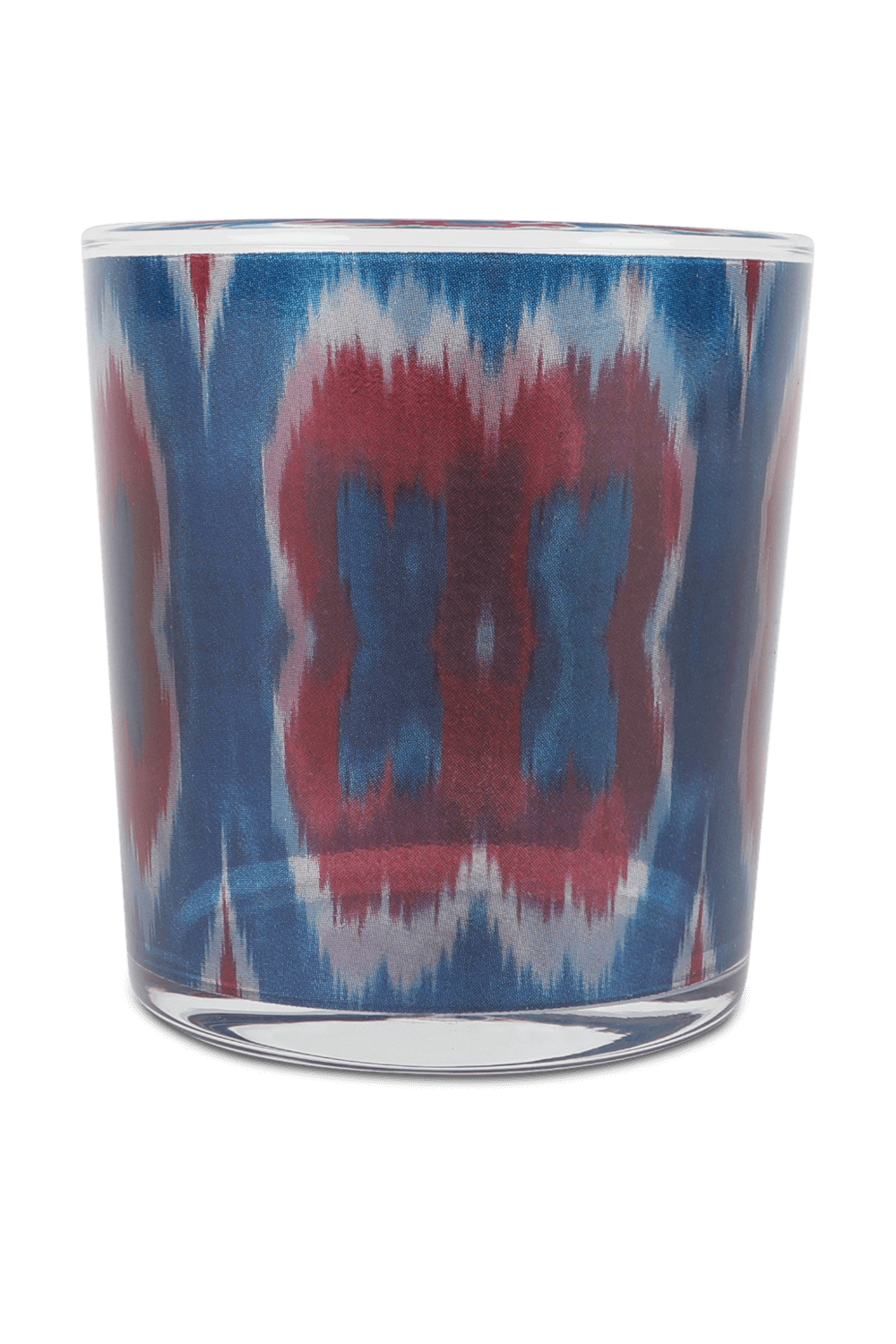 כוס זכוכית עם הדפס גראפי בכחול ואדום LES OTTOMANS