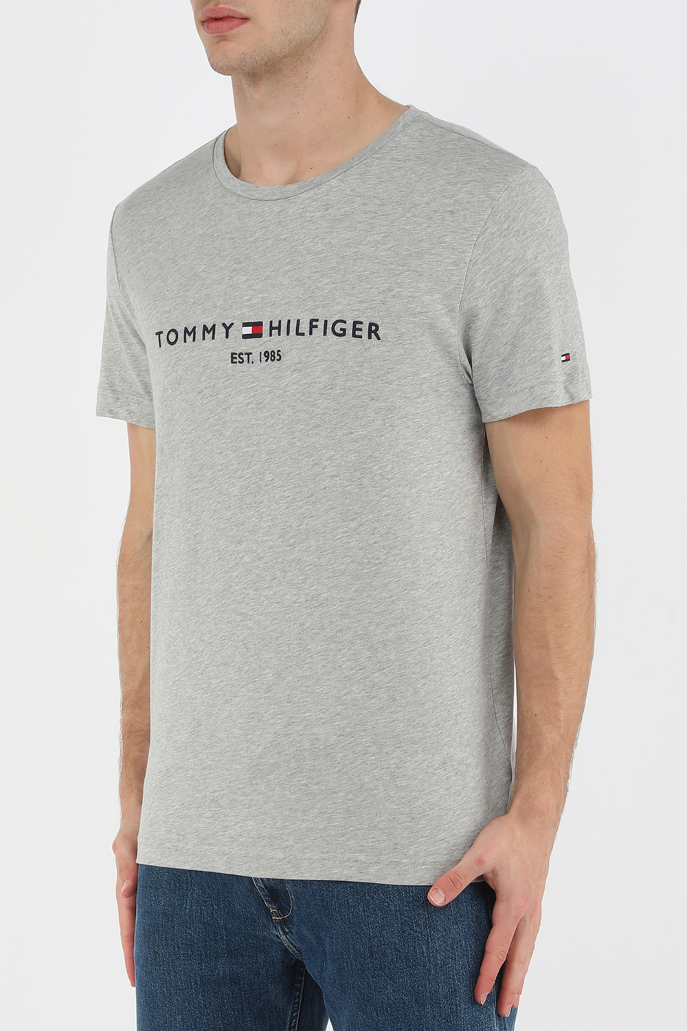 חולצת לוגו דגל מכותנה TOMMY HILFIGER