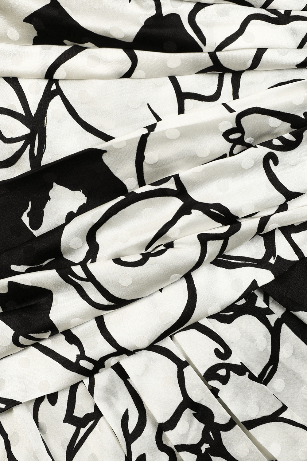 תמונת תקריב של שמלת קוקטיילים דוסון עם הדפס פרחוני