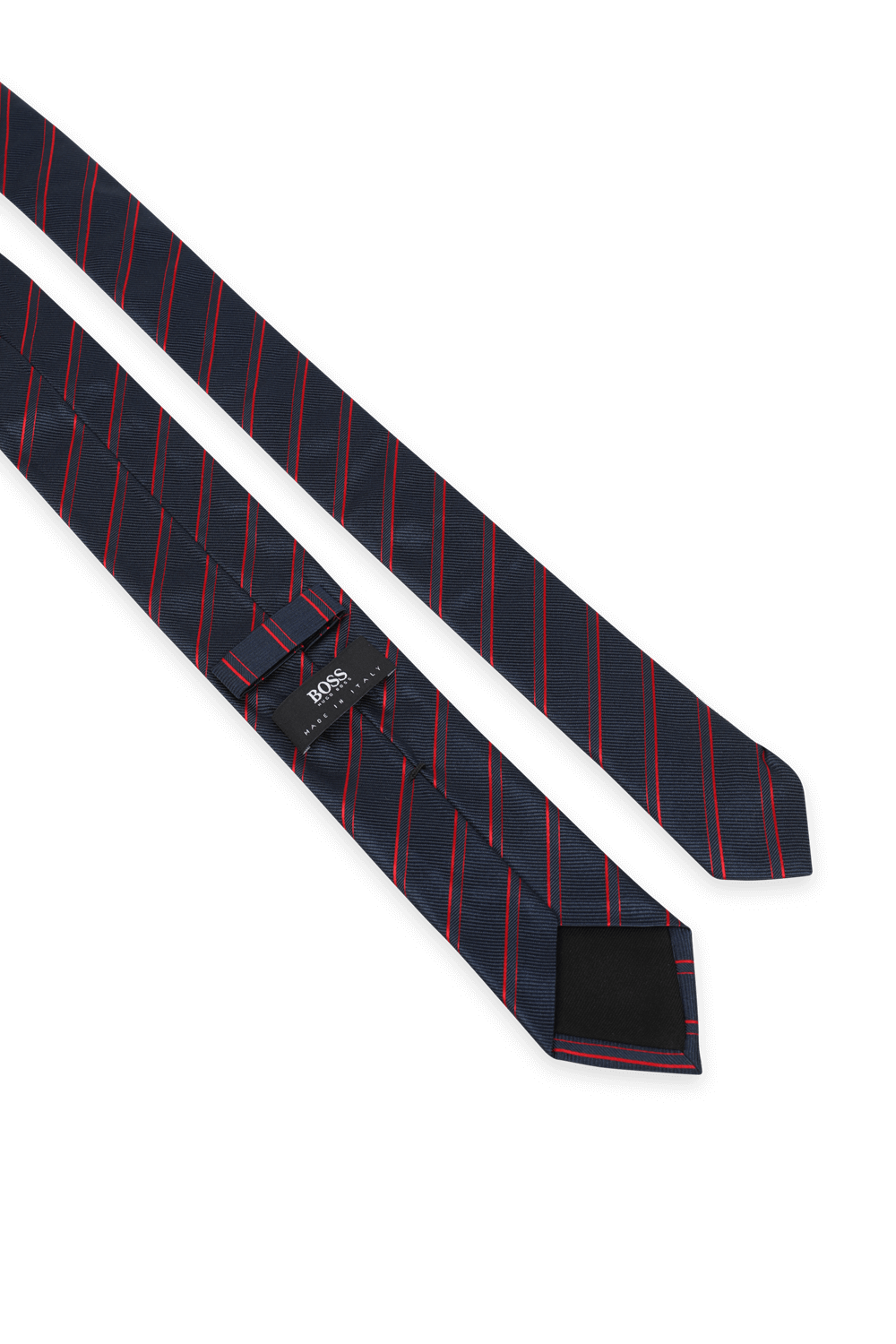 תמונה אחורית של Stripes Silk Tie in Blue and Red