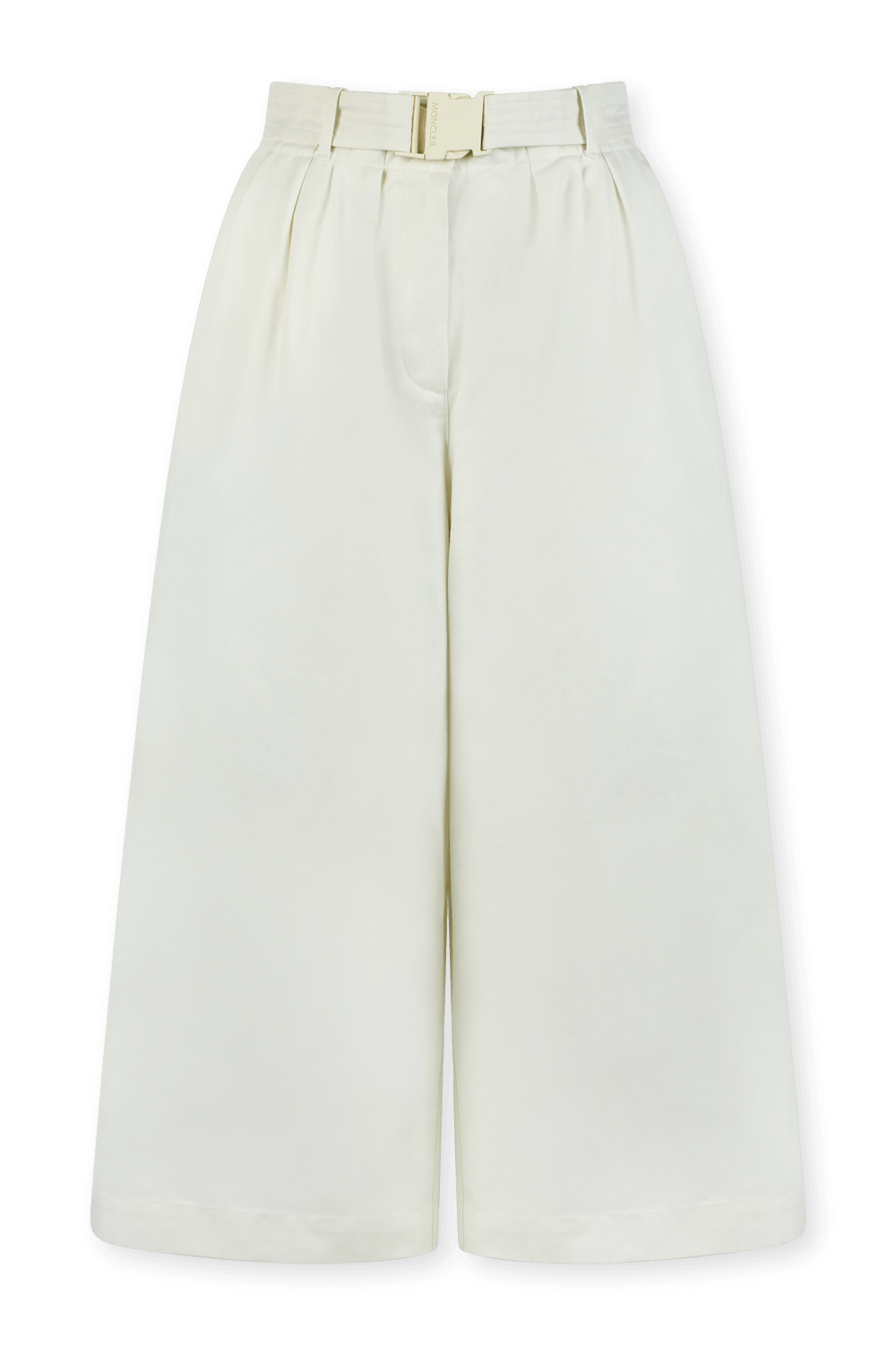 מכנסיים לבנים עם חגורה ממותגת MONCLER