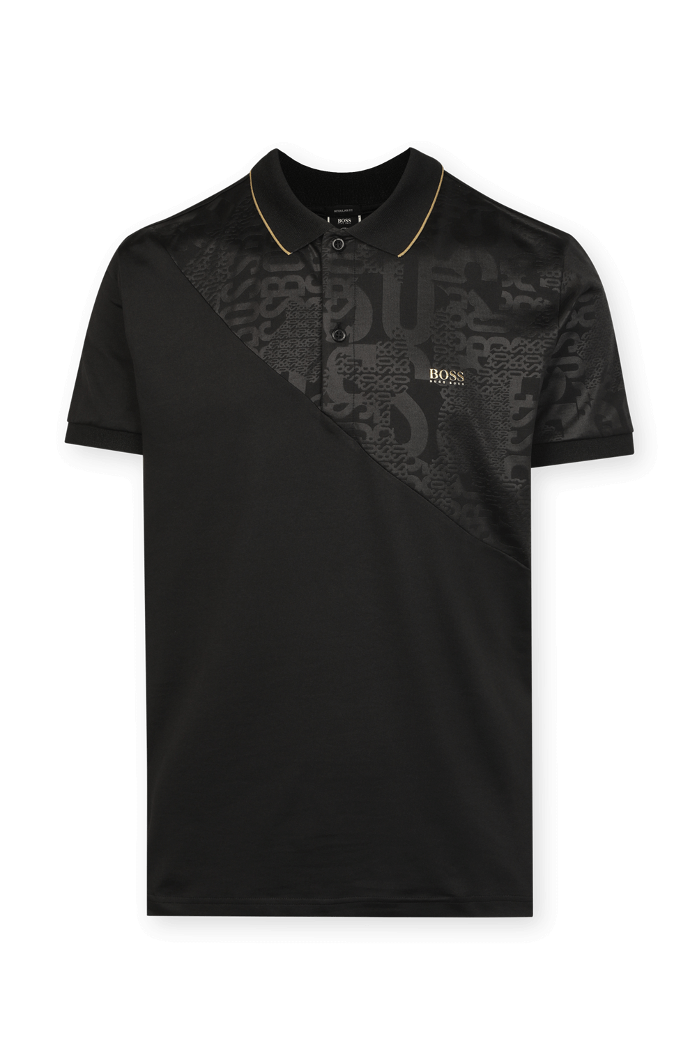 תמונה קידמית של Cotton-Blend Black Polo Shirt With Embossed Logo Artwork