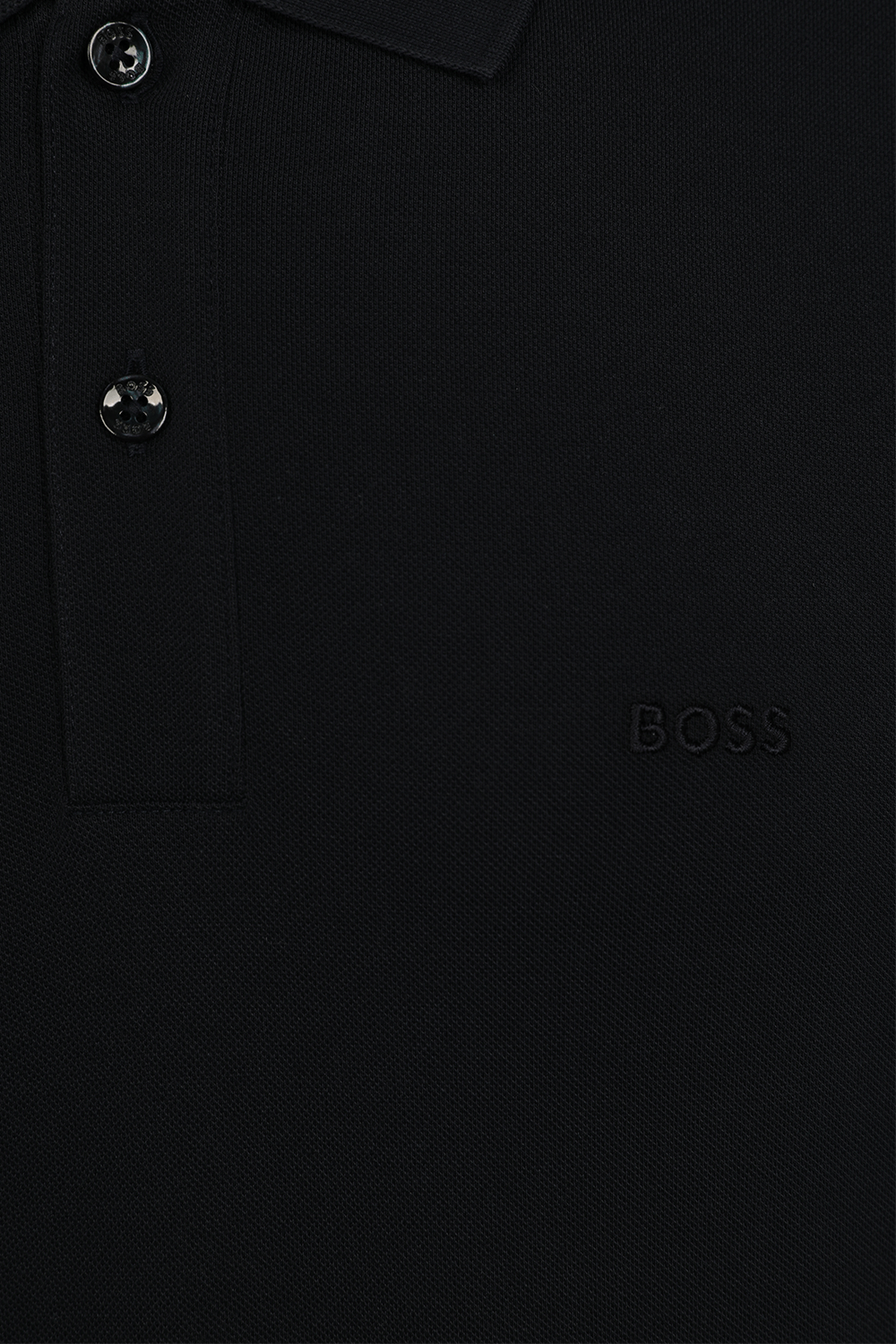 חולצת פולו קצרה מכותנה עם לוגו רקום BOSS