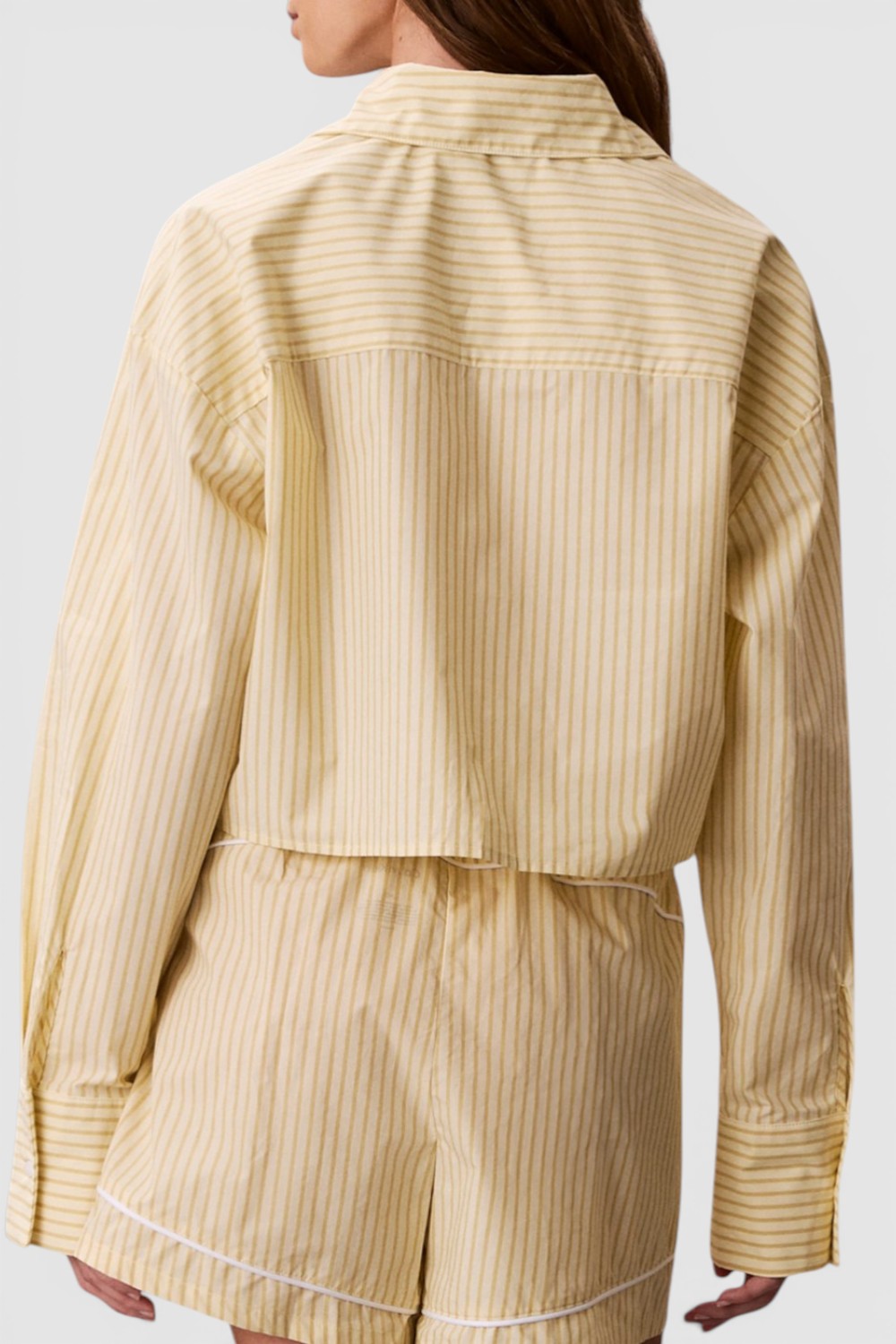 תמונת דוגמן אחורית של חולצה מכופתרת קרופ