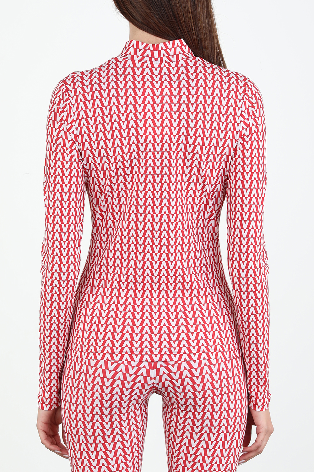 תמונת דוגמן אחורית של Jersey Top in Red and White