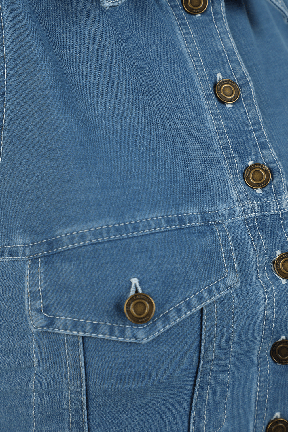 בגד גוף ג'ינס כחול עם כפתורים SAINT LAURENT