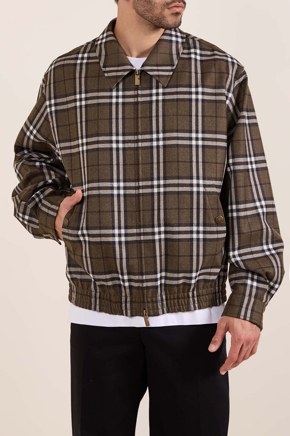 תמונת דוגמן קידמית של ז'קט צמר הרינגטון