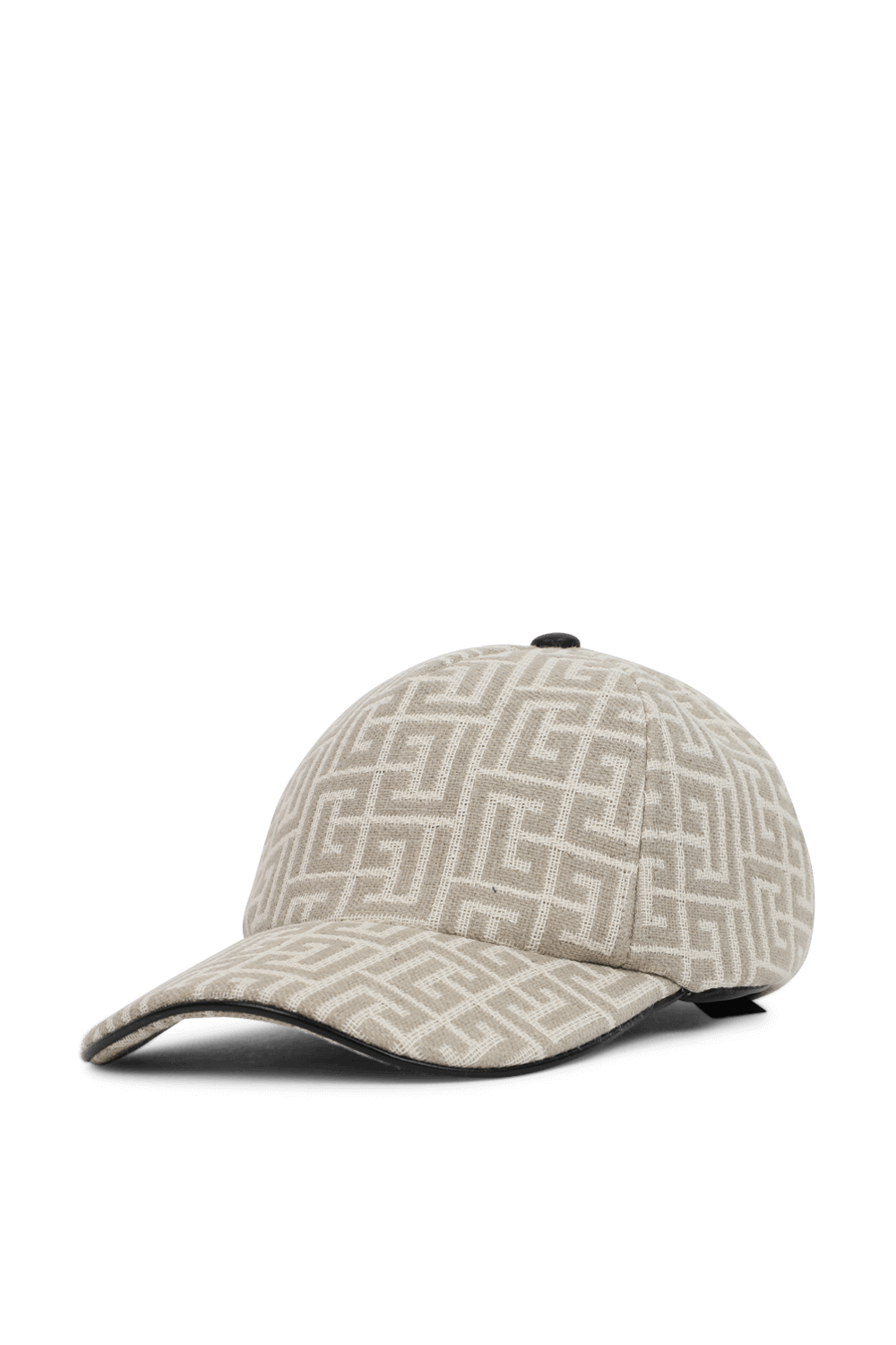 כובע מצחייה עם הדפס מונוגרמי בגווני שמנת ובז' BALMAIN