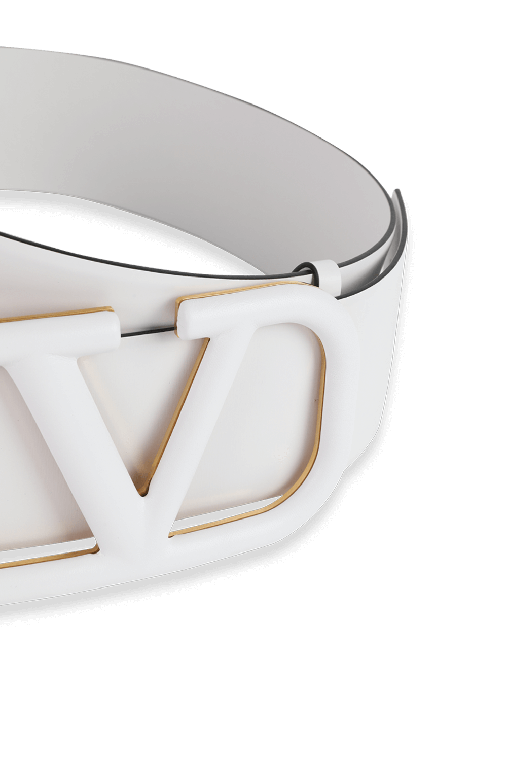 V Logo Signature Belt in White Glossy Leather VALENTINO GARAVANI