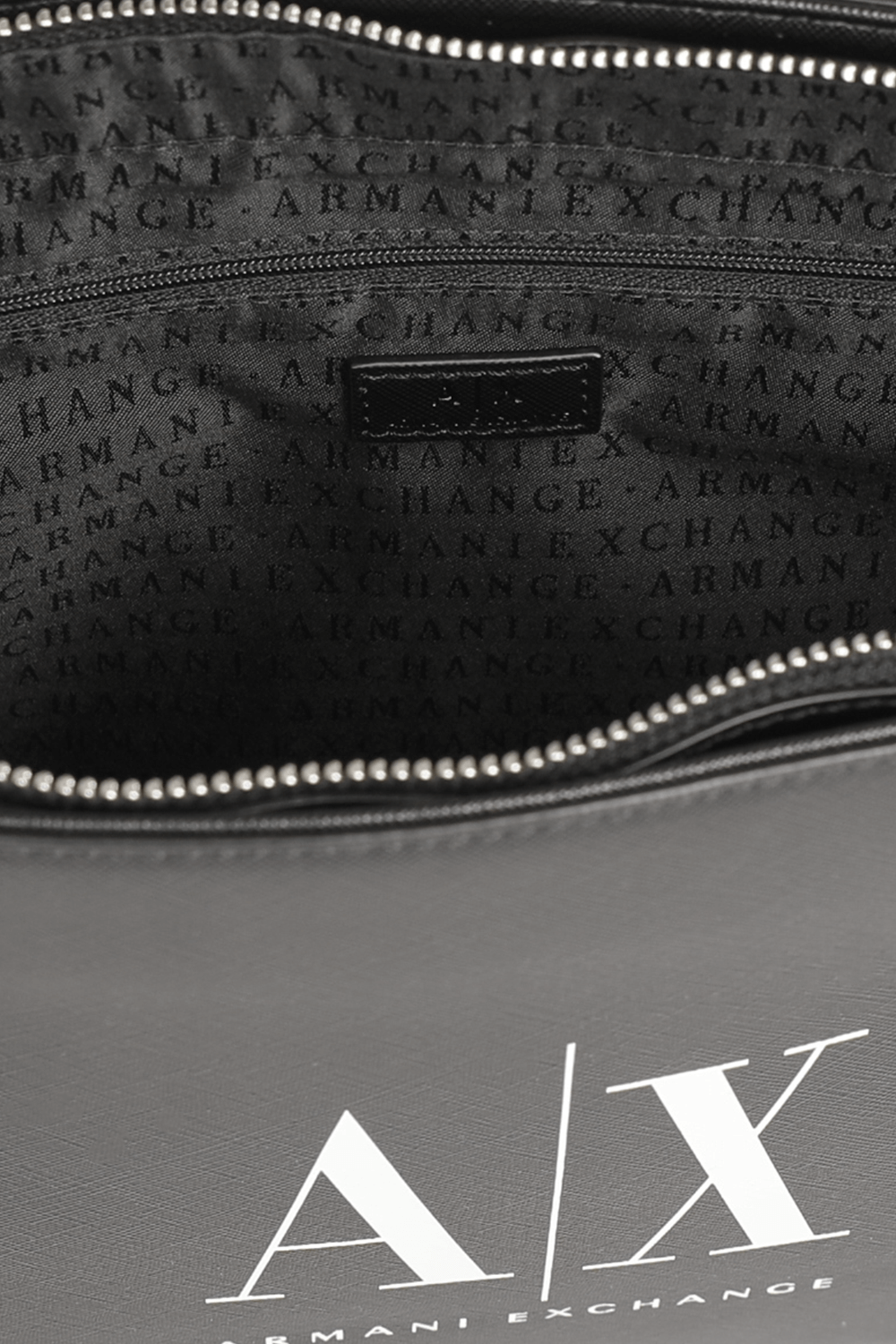 Large Logo Shoulder Bag in Black Eco Leather ARMANI EXCHANGE