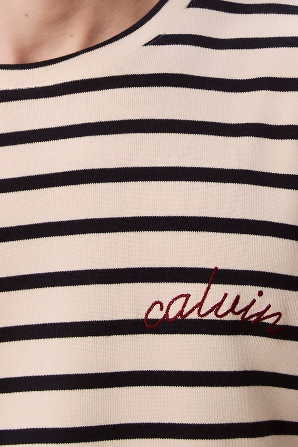 תמונת תקריב דוגמן של חולצת טי ריב