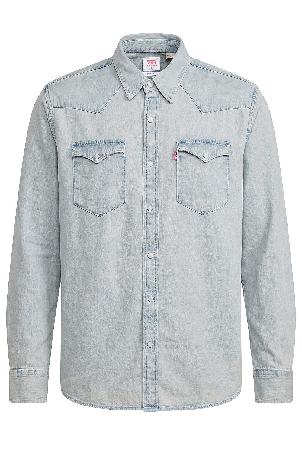 תמונה קידמית של חולצה מכופתרת ג'ינס