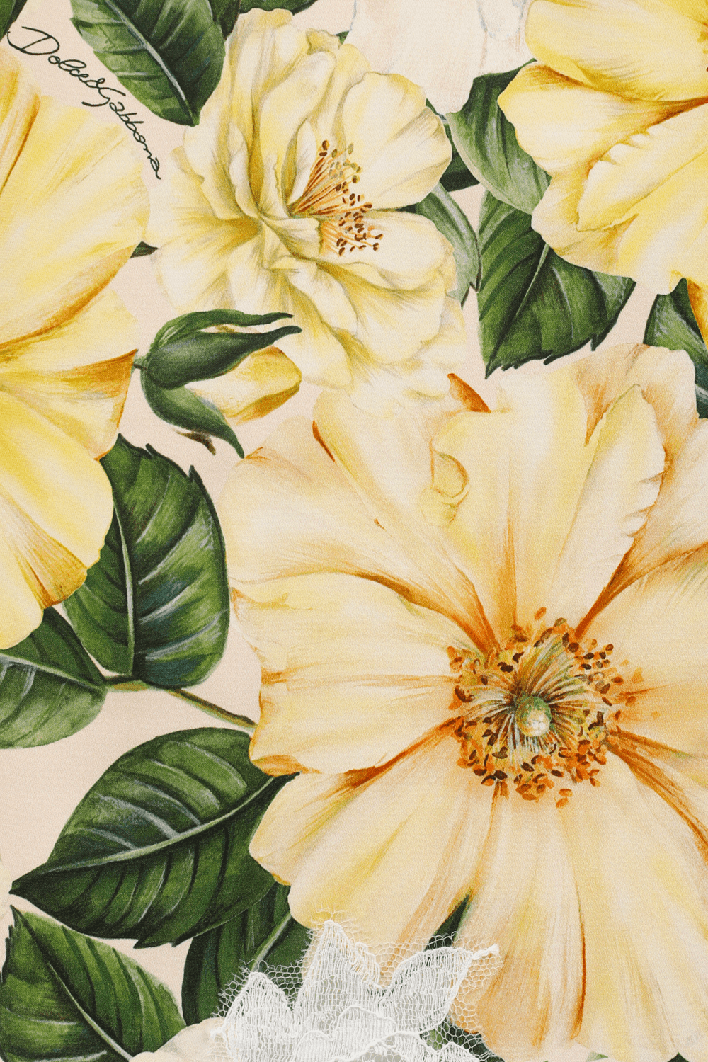 תמונה אחורית של Satin Lingerie Top with Lace and Camellia Print