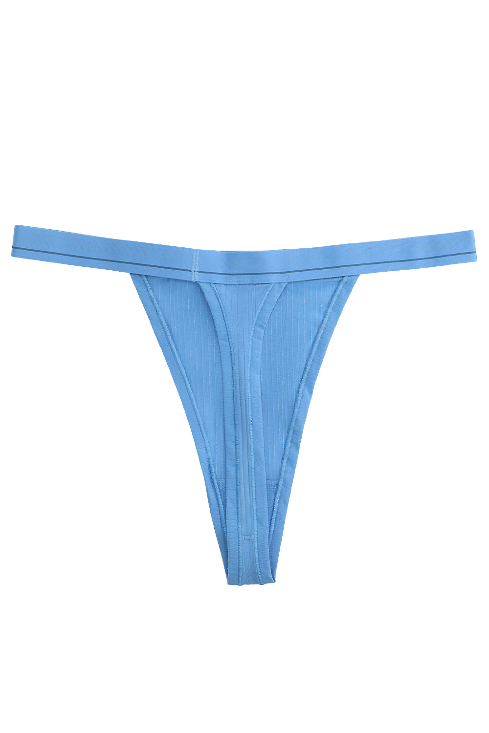 תמונה אחורית של Stretch Cotton Ribbed Logo High-Rise Thong Underwear