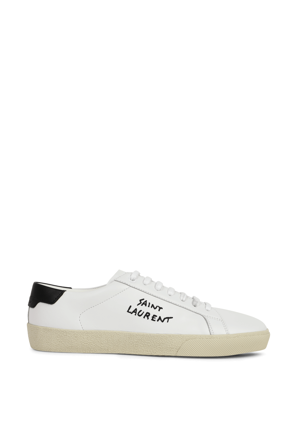 Court Classic Embroidered Sneakers in White Leather image number null SAINT LAURENT