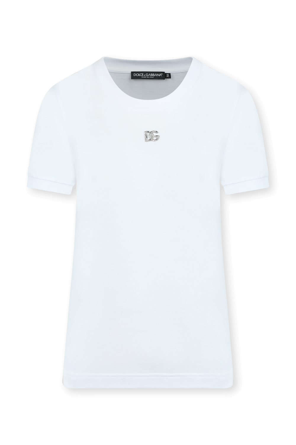 חולצת טי עם לוגו מונוגרמי מטאלי בגון לבן DOLCE & GABBANA