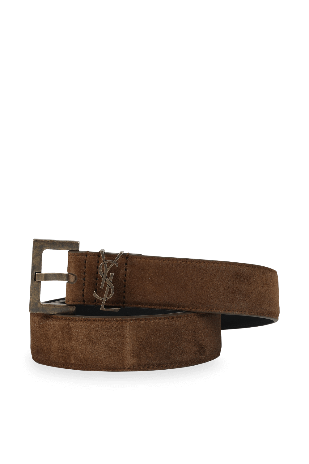 תמונה קידמית של Logo Belt in Brown Suede