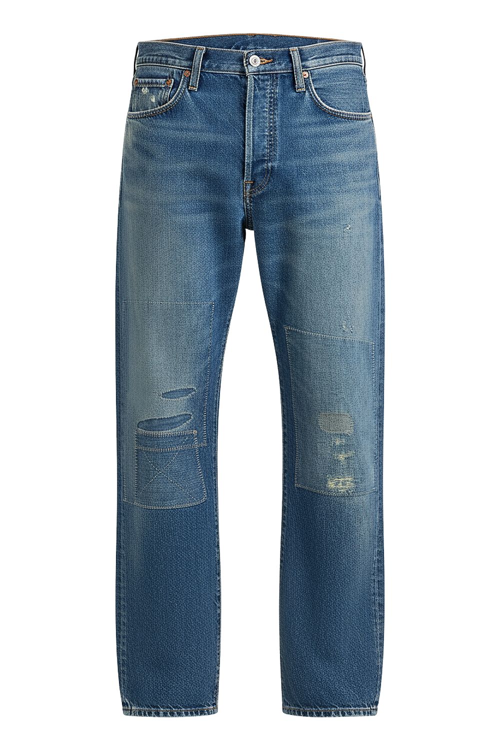 תמונה קידמית של מכנסי ג'ינס בגזרה ישרה