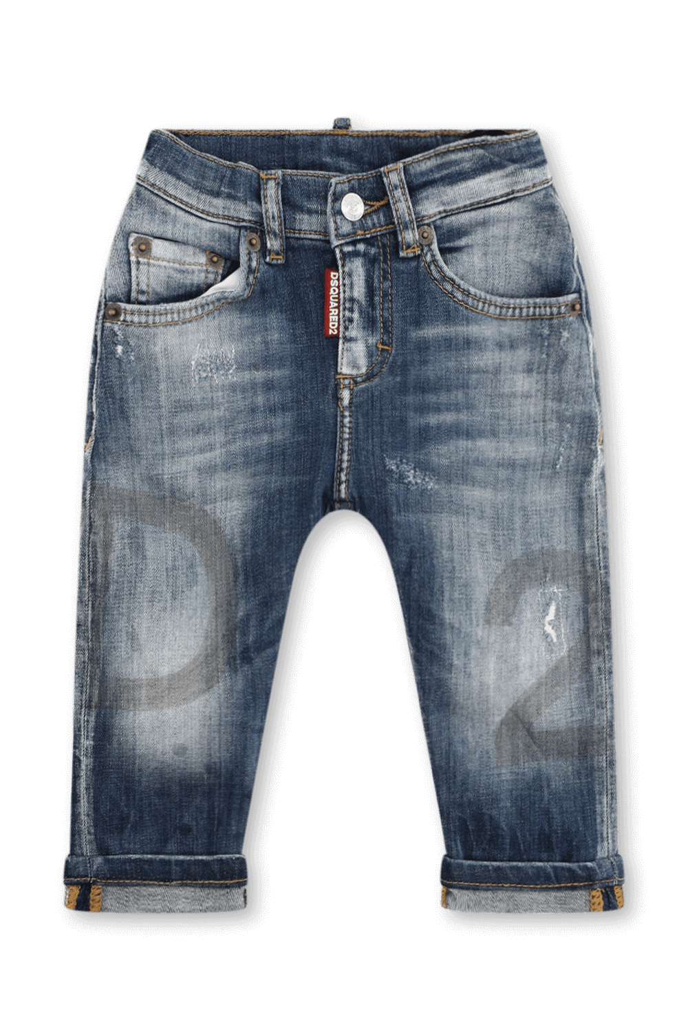 תמונה קידמית של מכנסי ג`ינס עם הדפס לוגו - גילאי 6-36 חודשים