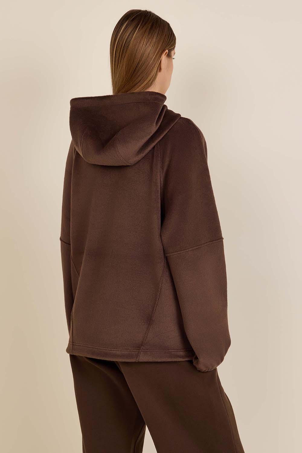 תמונת דוגמן אחורית של Plush Velour Oversized Hoodie