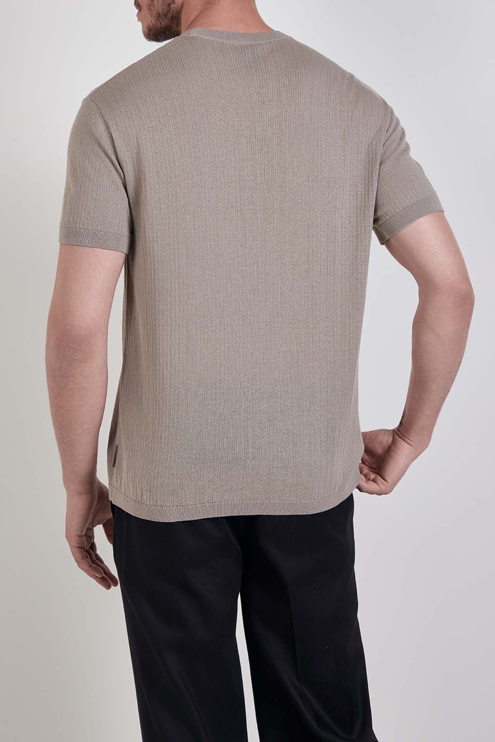 תמונת דוגמן אחורית של חולצת טי בגזרת סלים