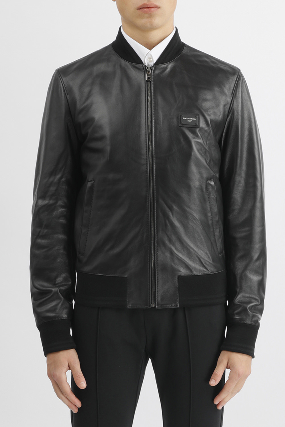 black leather jacket with