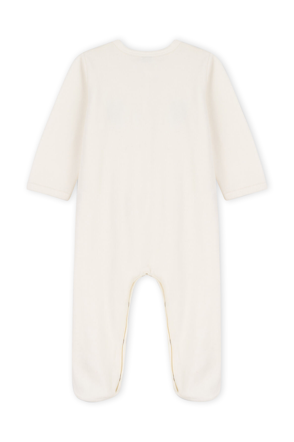 תמונה אחורית של אוברול קטיפה ארוך עם רגליות - גילאי 1-24 חודשים