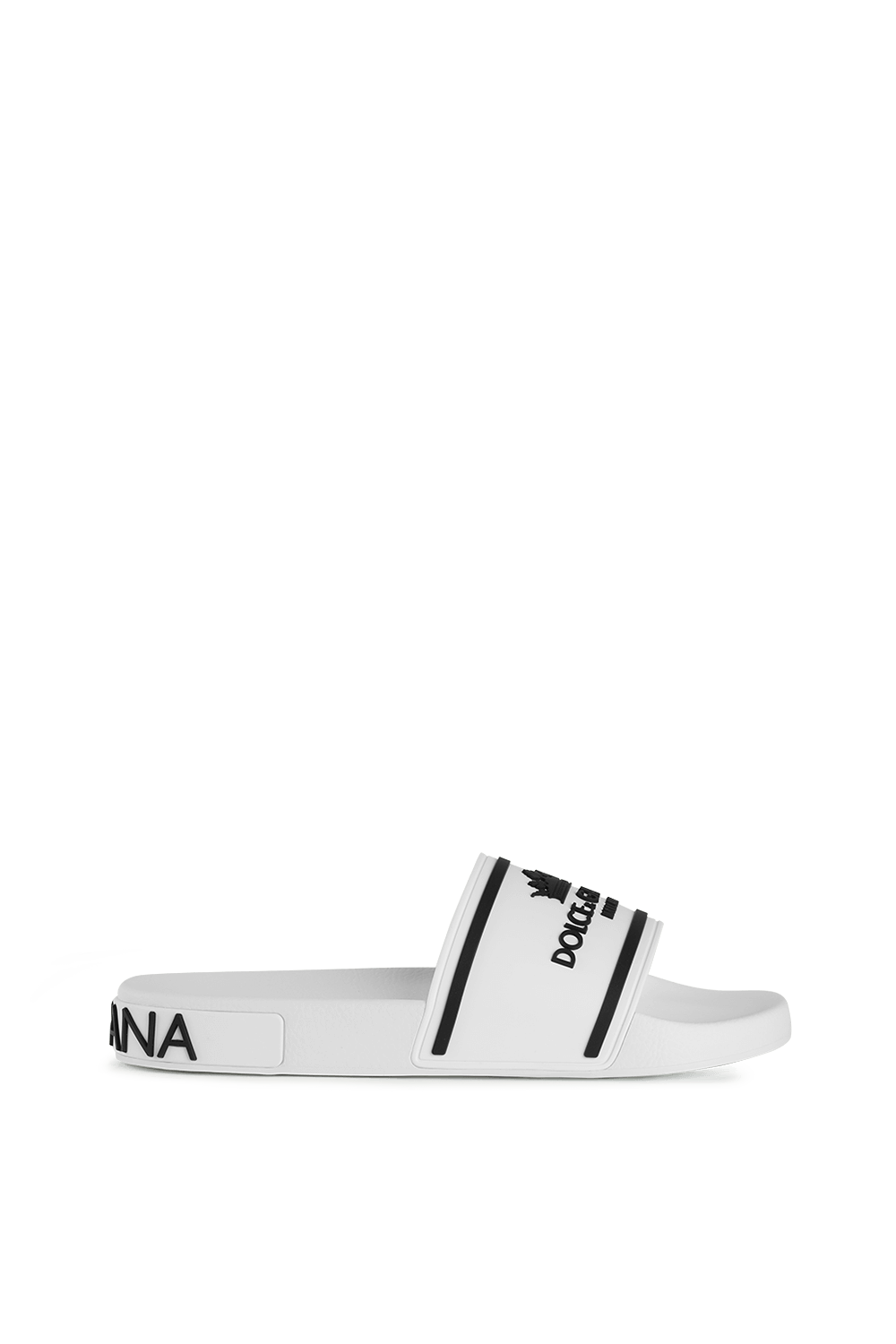 Crown Logo Slides in White and Black DOLCE & GABBANA