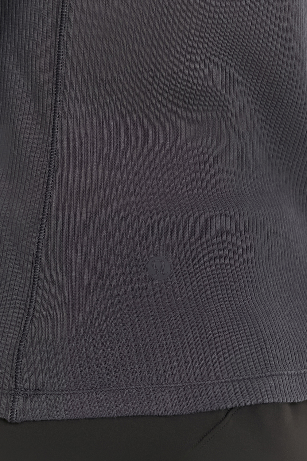 תמונת תקריב דוגמן של Sheer Cotton Ribbed Crewneck Long Sleeve