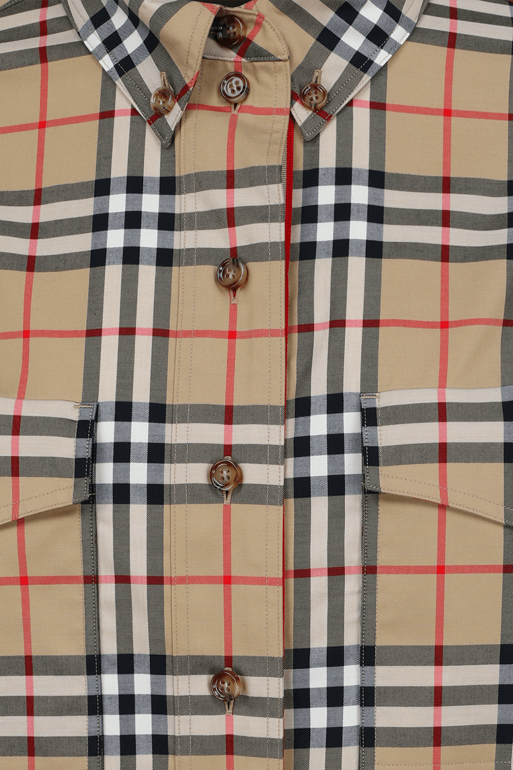 תמונה אחורית של חולצת משבצות מכופתרת מכותנה