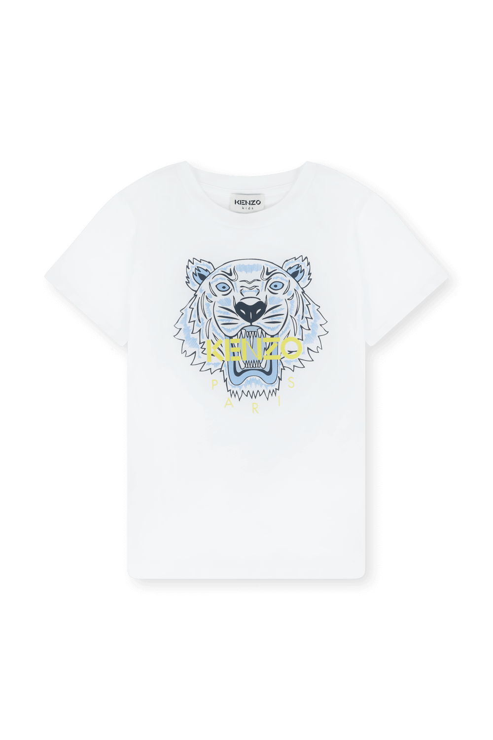 גילאי 2-5 חולצת טי לבנה עם סמל נמר כחול KENZO KIDS