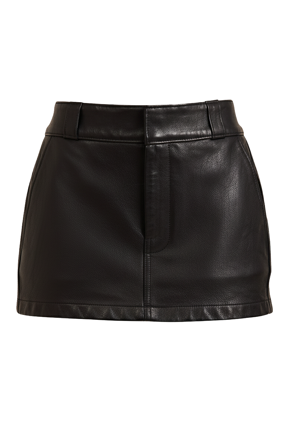 תמונה קידמית של מכנסי חצאית עור בגזרת מיני