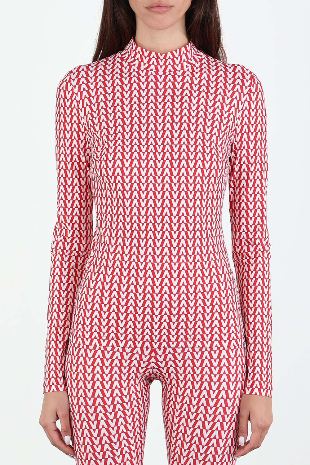 תמונת דוגמן קידמית של Jersey Top in Red and White