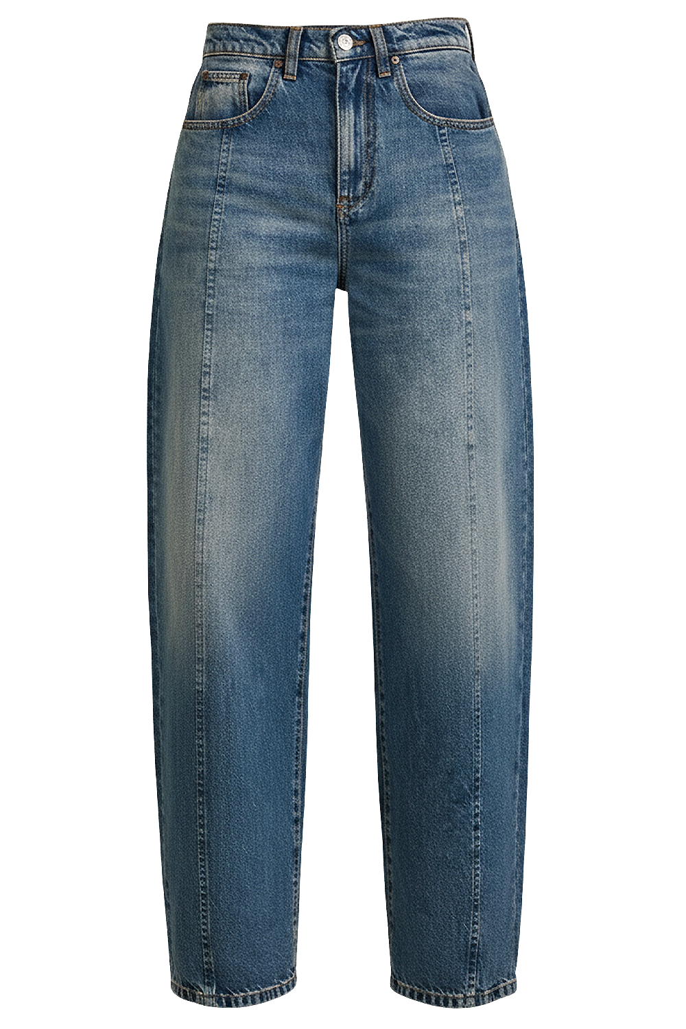 תמונה קידמית של מכנסי ג'ינס בגזרת בלון