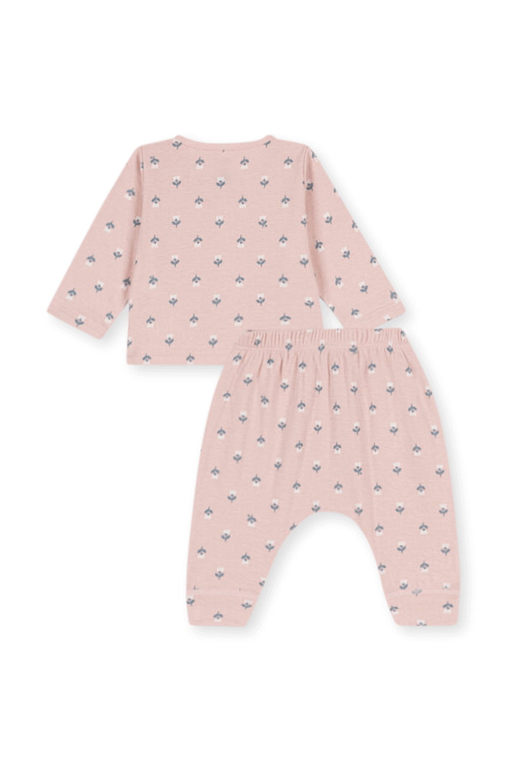 תמונה אחורית של סט פיג'מה פרחוני מכותנת פליז אורגנית - גילאי 3-18 חודשים