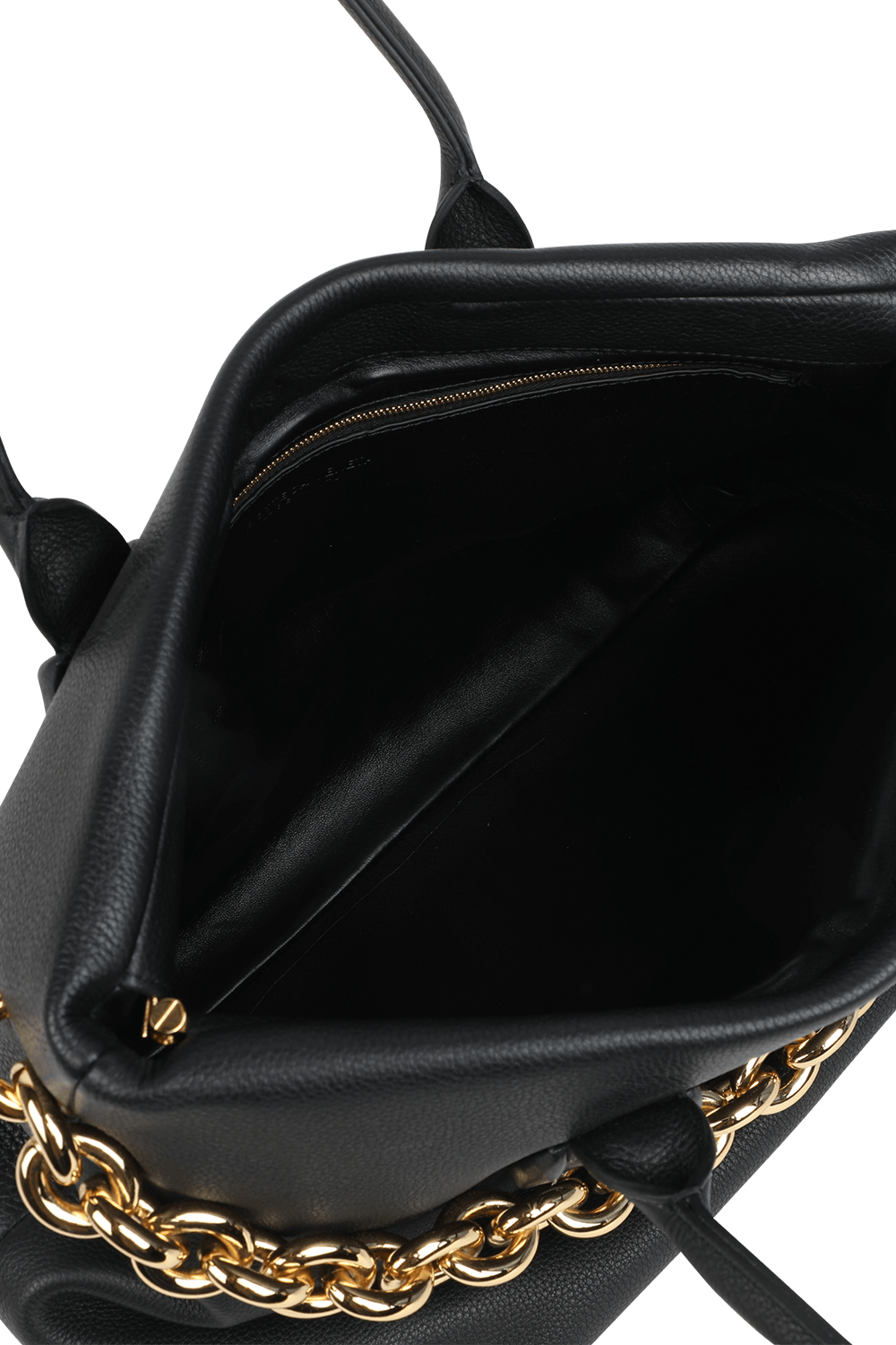 תמונת פנים של תיק סיינט ג'רמייו שחור עם שרשרת זהובה