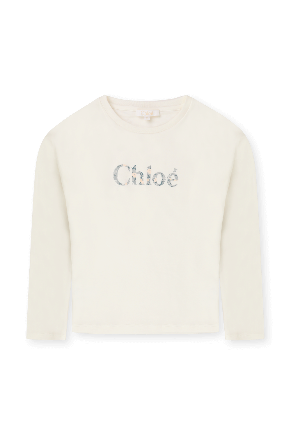 גילאי 6-12 חולצת טי ארוכה עם הדפס לוגו פרחוני CHLOE KIDS