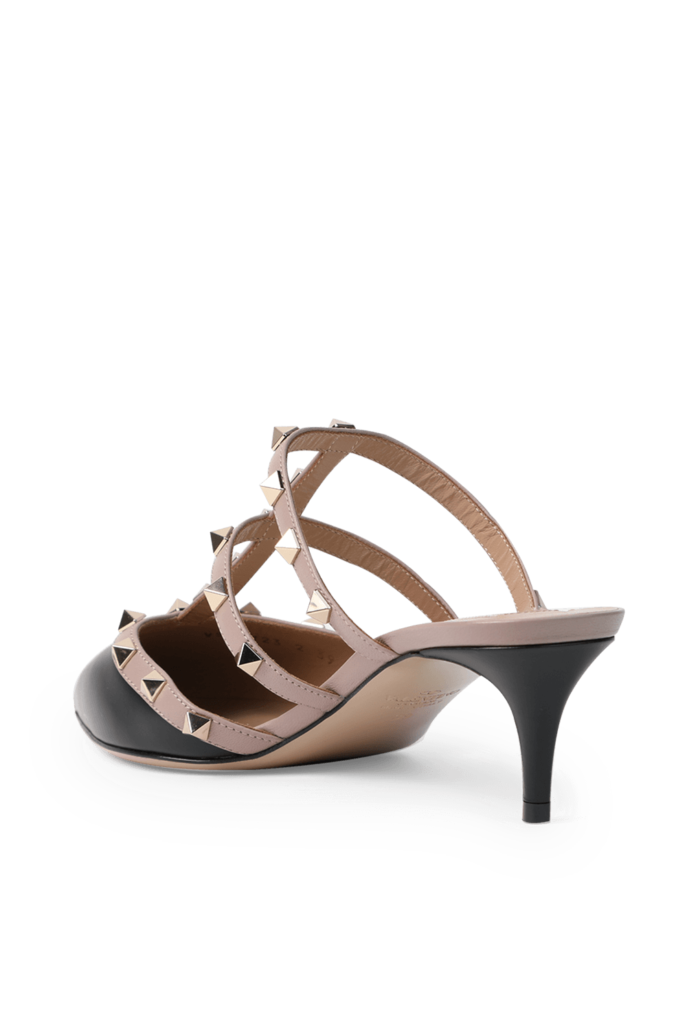 תמונה אחורית של Golden Studs Pump in Nude and Black