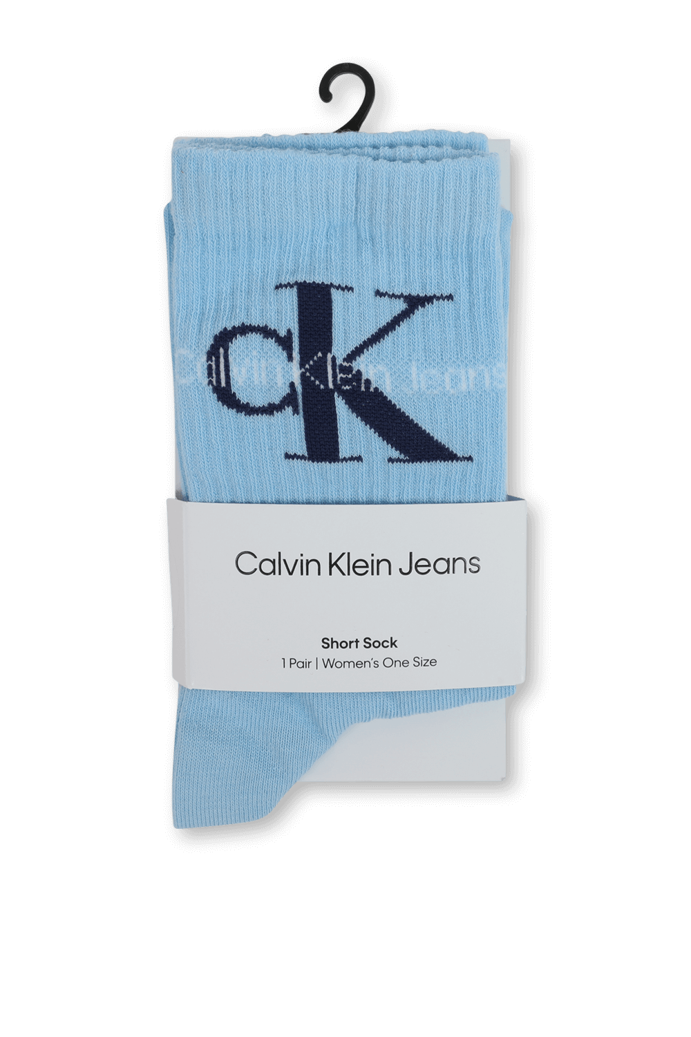 גרביים באורך קרסול ובסריגת ריב עם לוגו בגוון כחול CALVIN KLEIN