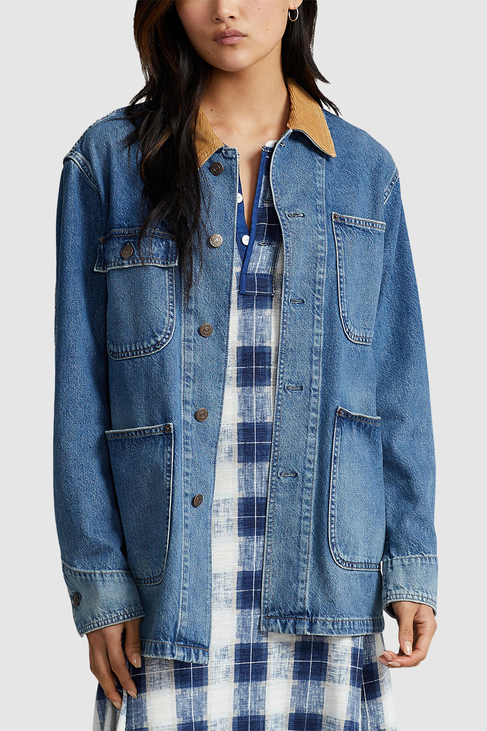 תמונת דוגמן קידמית של ג'קט ג'ינס מכותנה