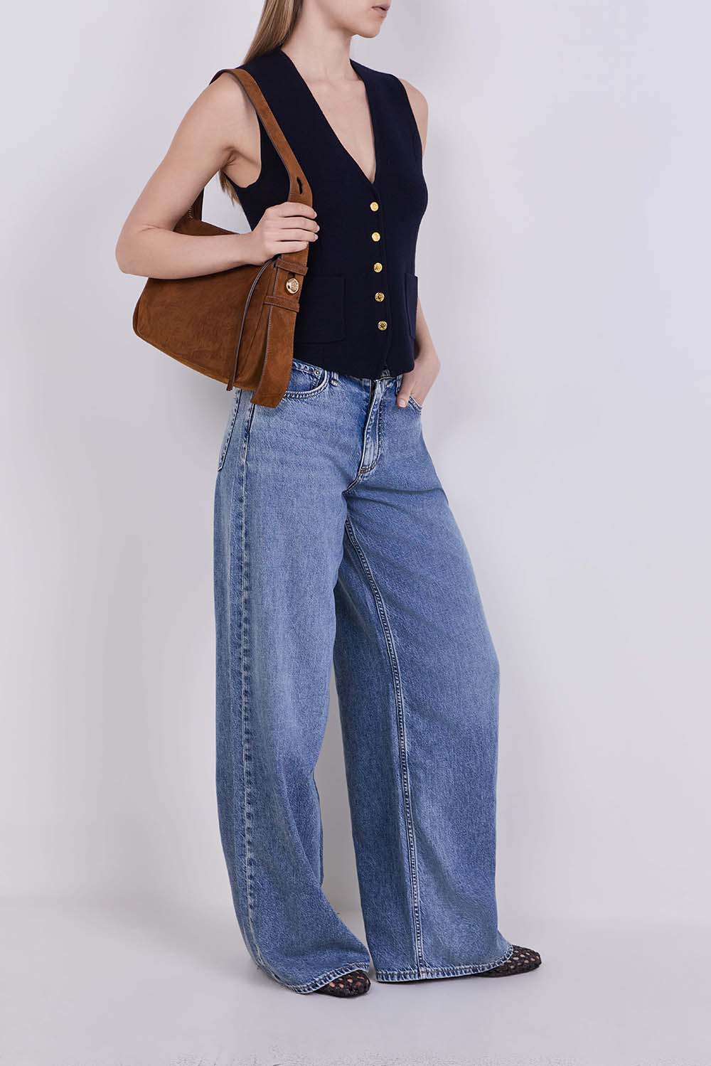 תמונת דוגמן קידמית של תיק כתף רומי זמש מדיום