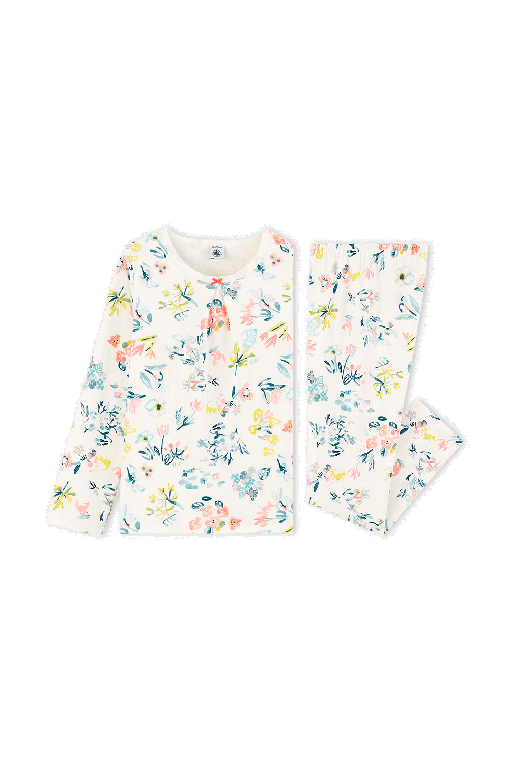 תמונת תקריב של גילאי 2-5 סט פיגמה פרחוני בצבעים פסטליים