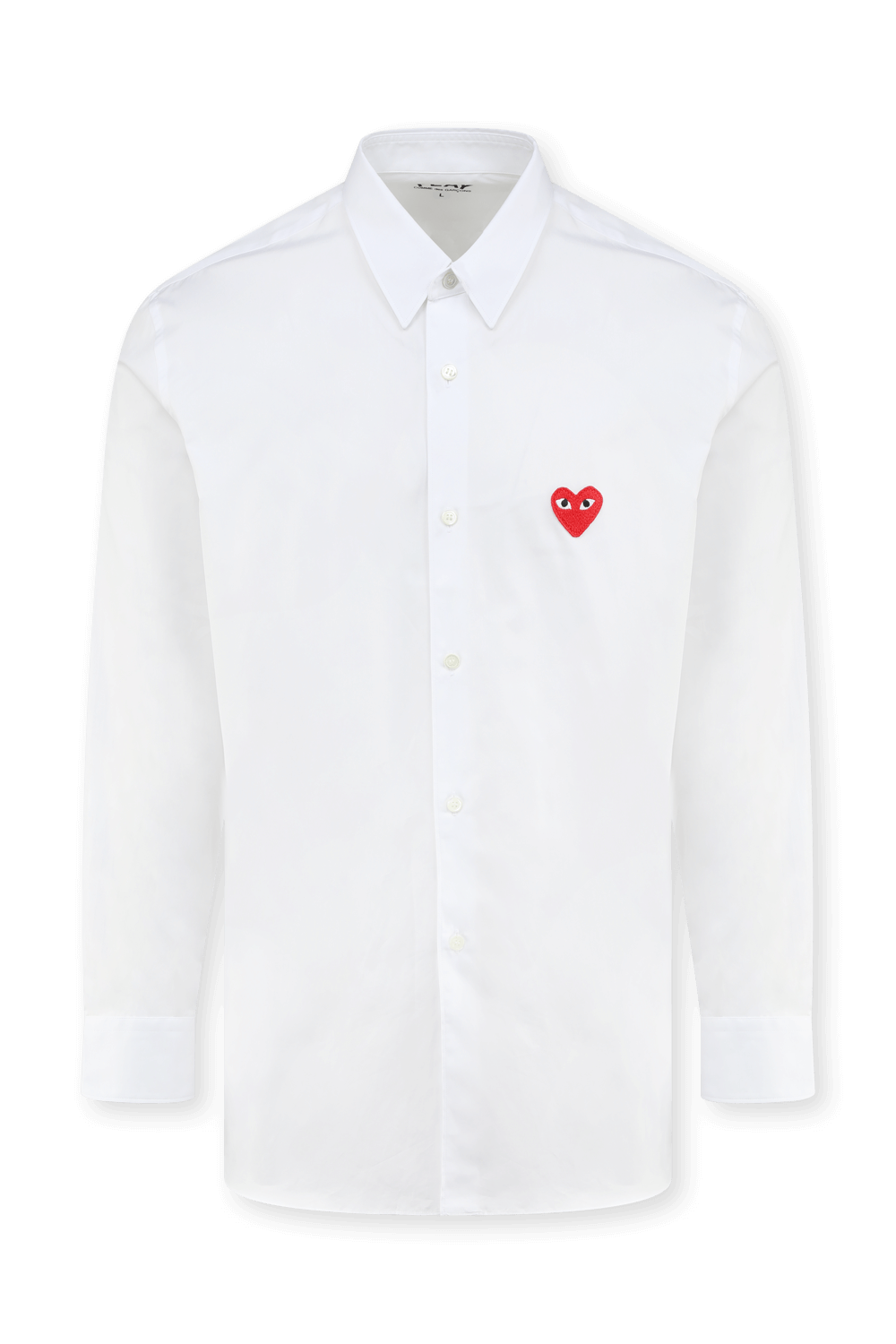 חולצה מכופתרת לבנה עם סמל הלב האדום COMME des GARCONS
