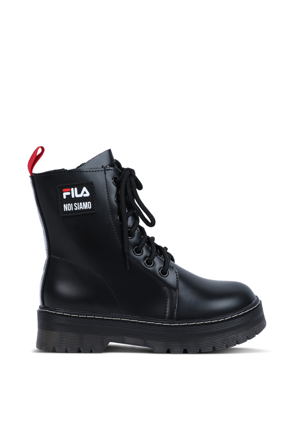 תמונה קידמית של מידות 30-37 מגפיים עם שרוכים בגוון שחור