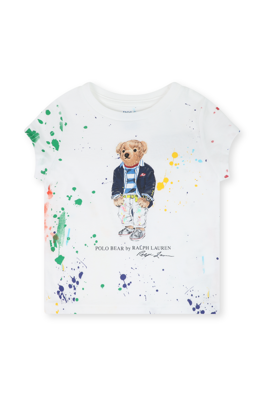 גילאי 2-4 חולצת טי לבנה עם זריקת צבע POLO RALPH LAUREN KIDS