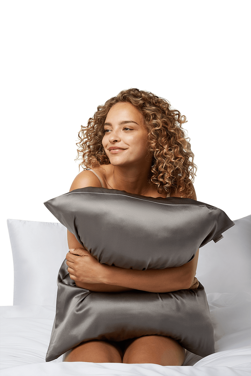 תמונת תקריב של ציפית משי לכרית לשיקום העור - כסף